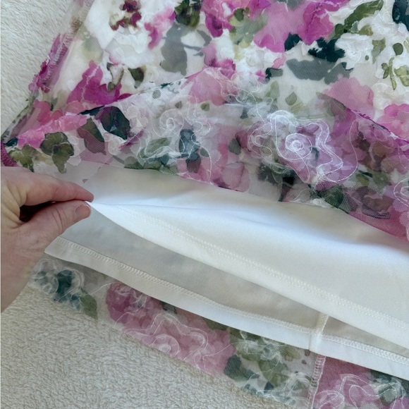 NWT Jessica Howard Floral Dress Pink Sheer Overlay Short Sleeve Elegant Size 16 - Picture 8 of 16